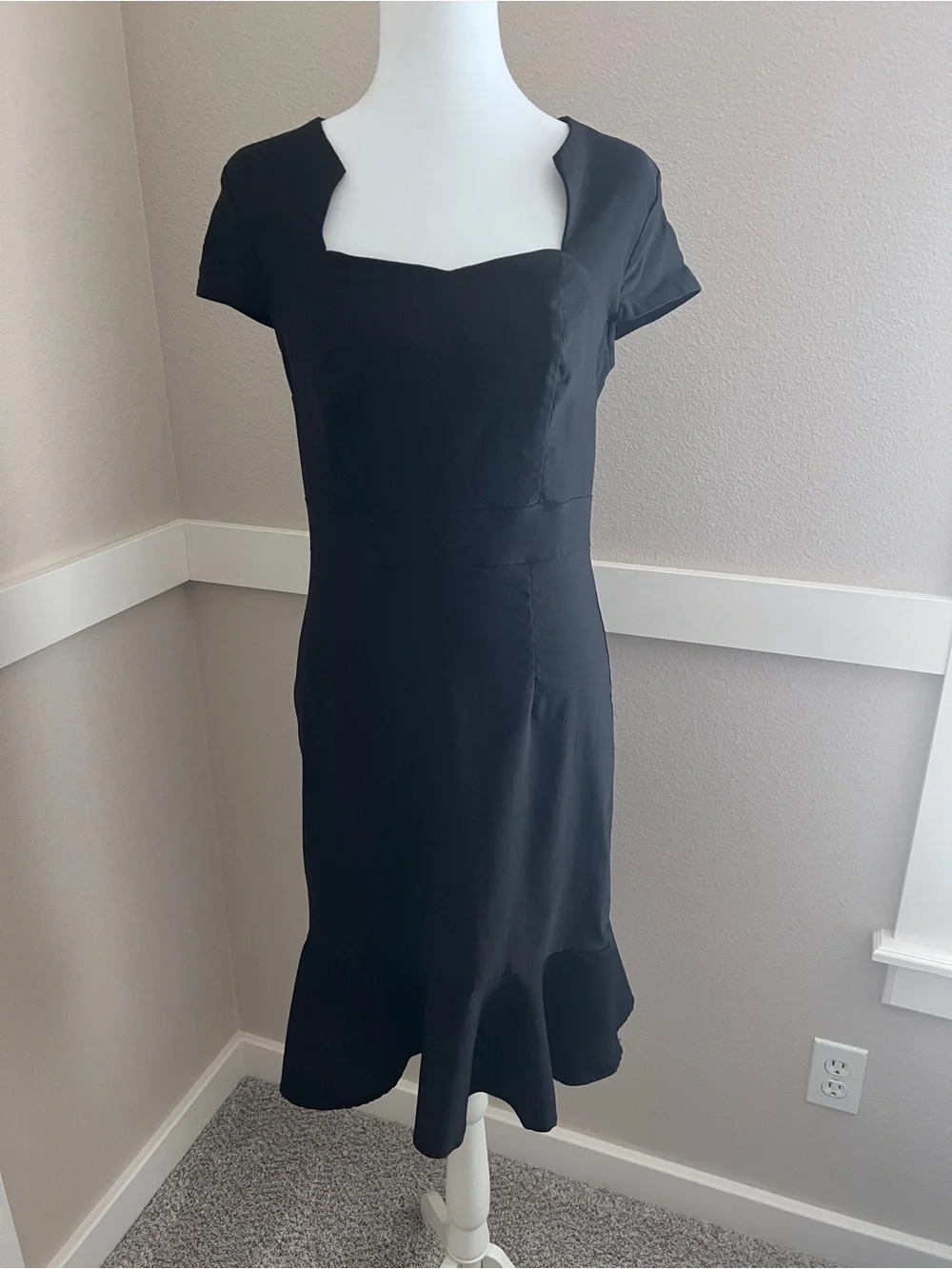 Grace Karin Vintage Black Cap Sleeve Sweetheart Neck Dress - Size Large